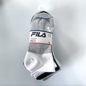 Fila women’s quarter socks white 10 pairs gray white black size 6-10